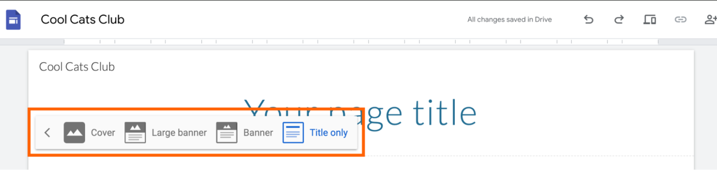 How to change the header type in Google Sites.