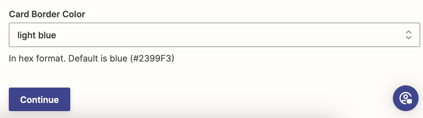 A field for Card Border Color in the Zap editor.