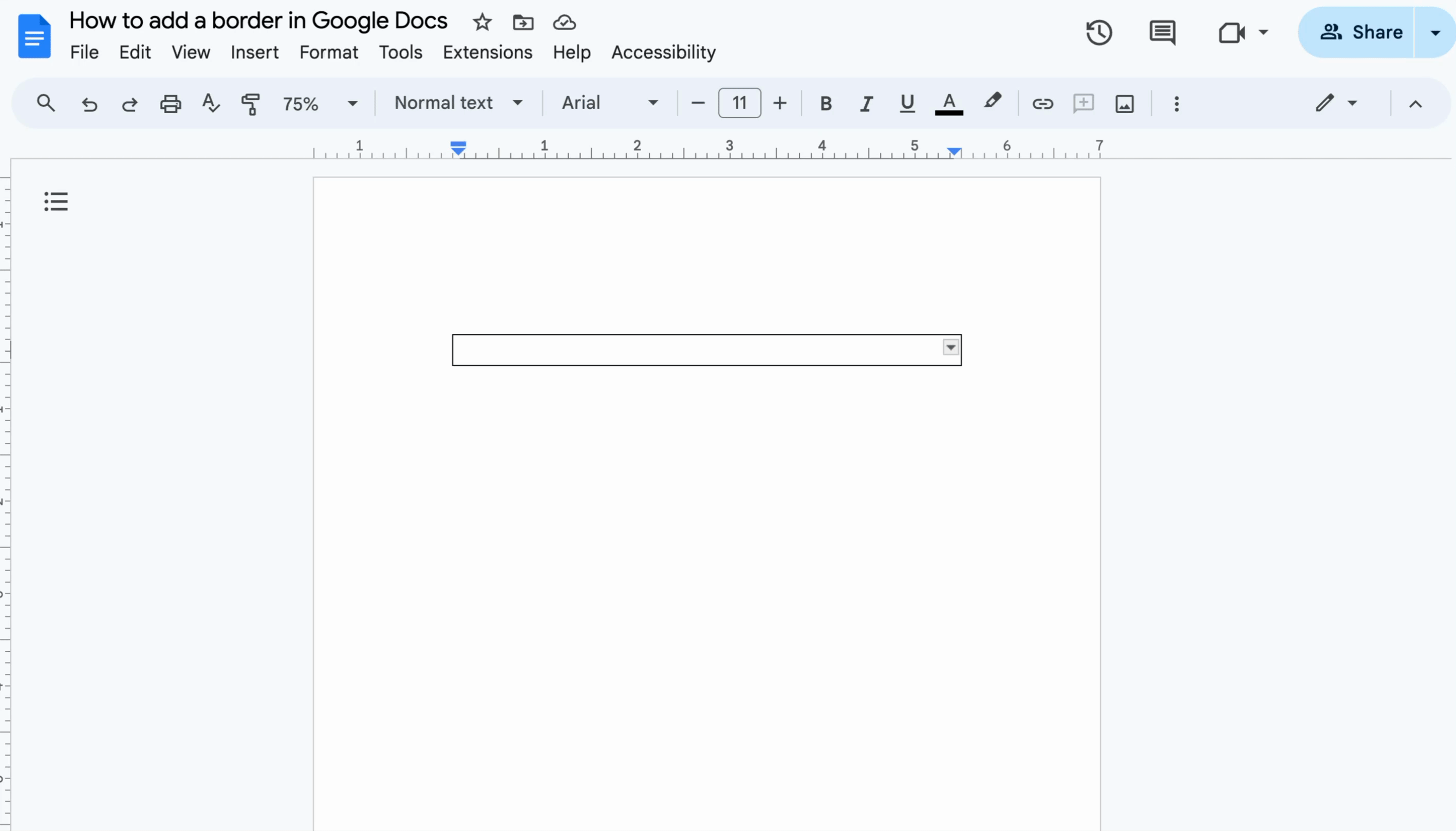 Demo of how to expand a table to add a border in Google Docs.