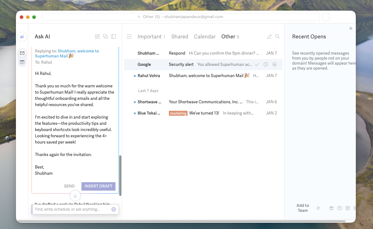 Superhuman's AI writing feature