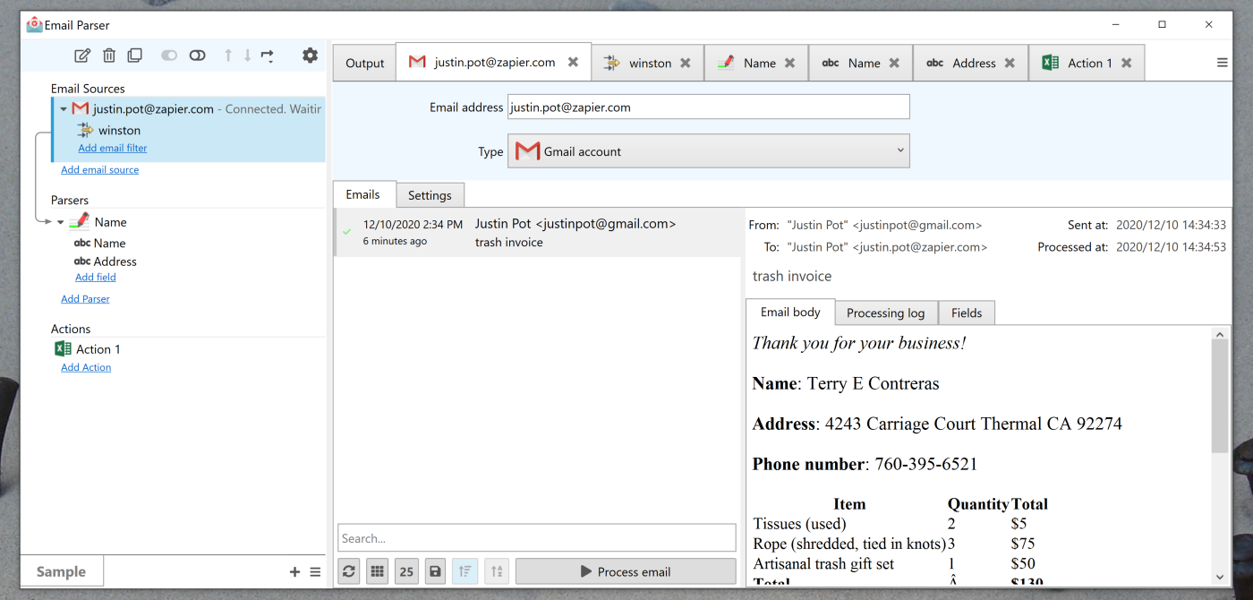 Email Parser, our pick for the best native Windows email parsing tool 
