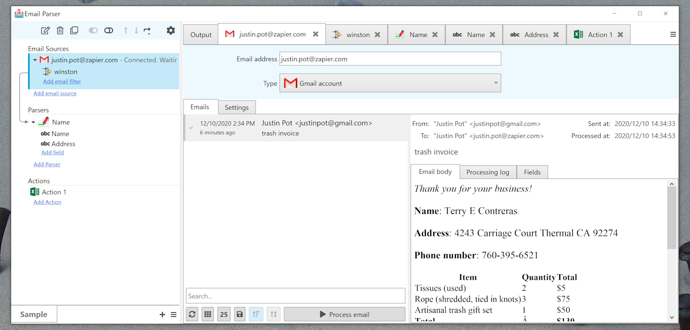 Email Parser, our pick for the best native Windows email parsing tool 