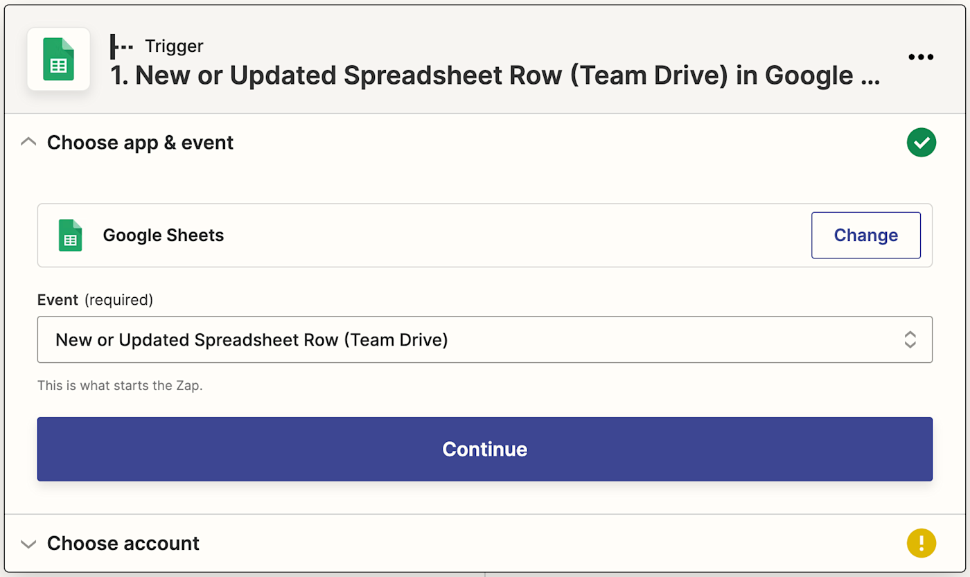 The Google Sheets app logo next to the text "New or Updated Spreadsheet Row".