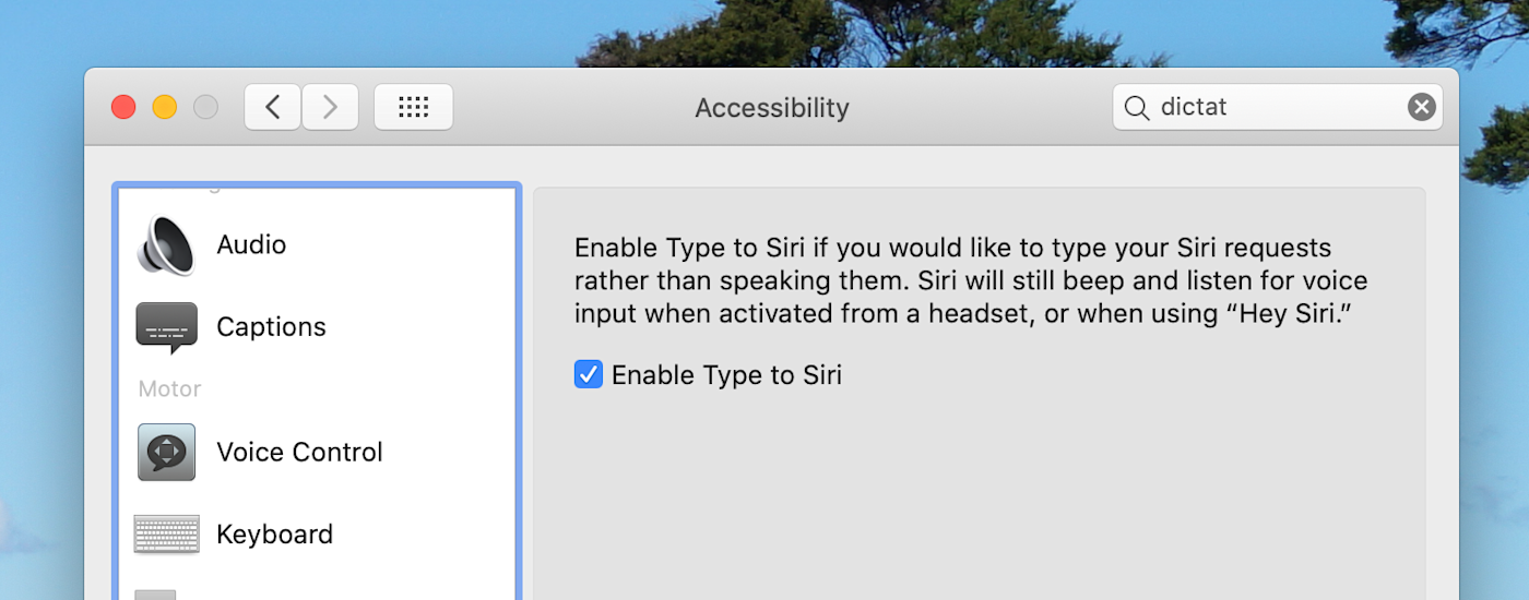 Type to Siri in macOS