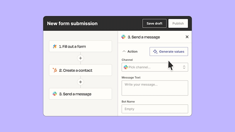 Use AI to generate suggestions for mapping fields in a Zap step.