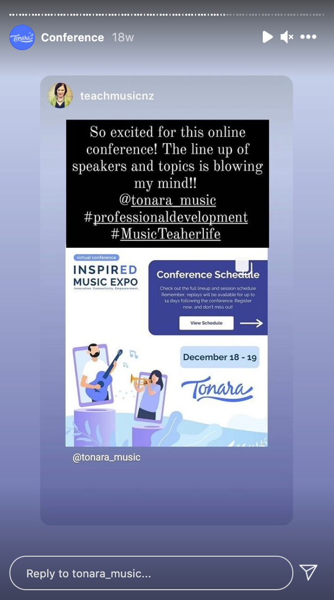A post from a user on Instagram about the Tonara conference