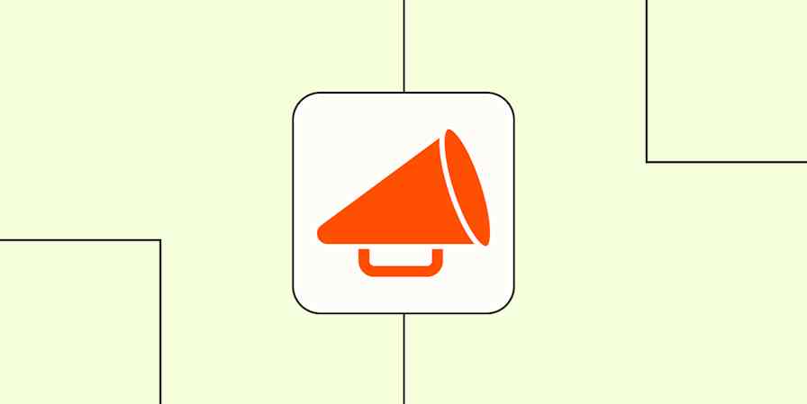 A megaphone in a stylized web page. The icon is in bright orange, inside a white square with rounded corners, and placed on a light orange background.