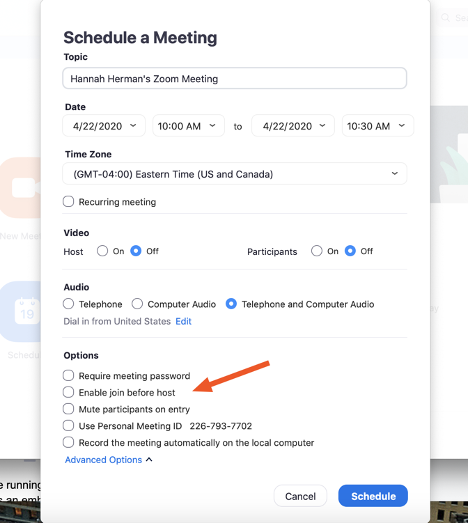 Zoom screensharing settings