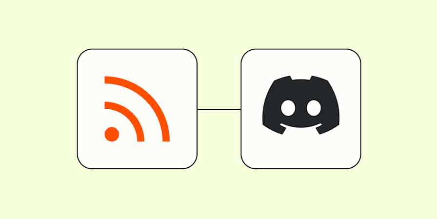 Hero image of an RSS icon connected to the Discord app logo on a light yellow background.