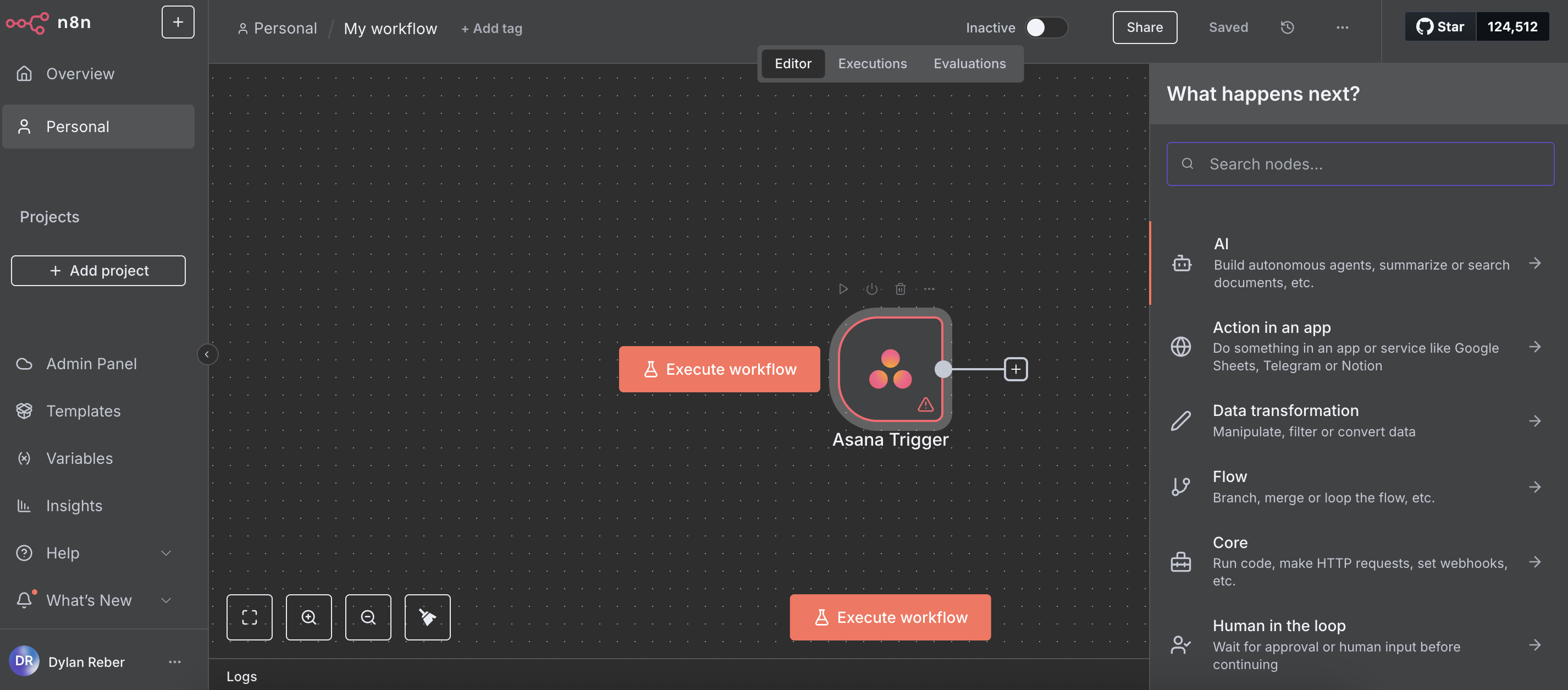 Screenshot of the n8n interface