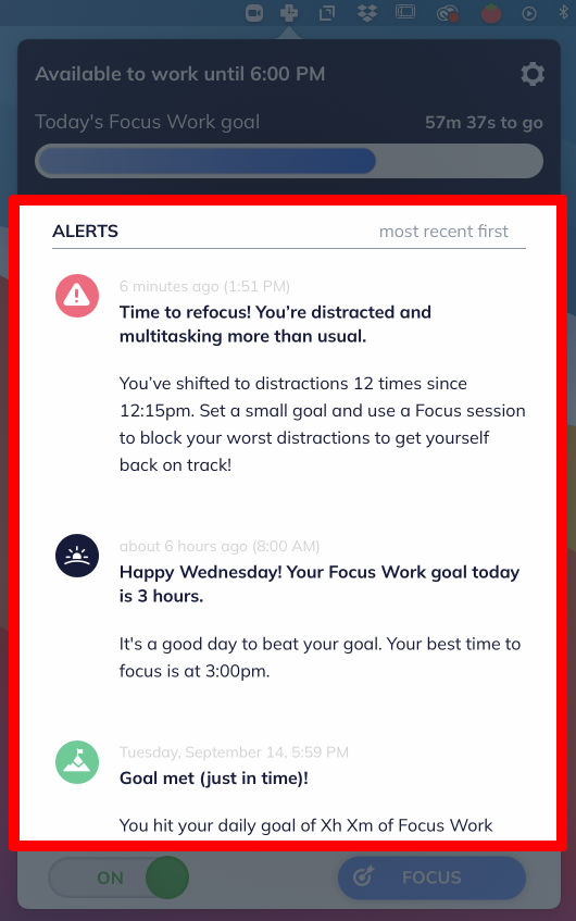 A interface para RescueTime, nossa escolha para o melhor aplicativo de rastreamento de tempo para reduzir distrações