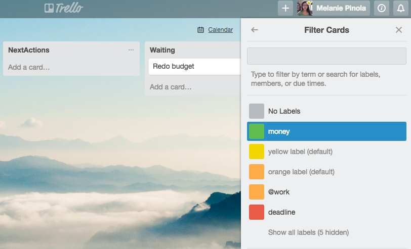 Filter Trello cards