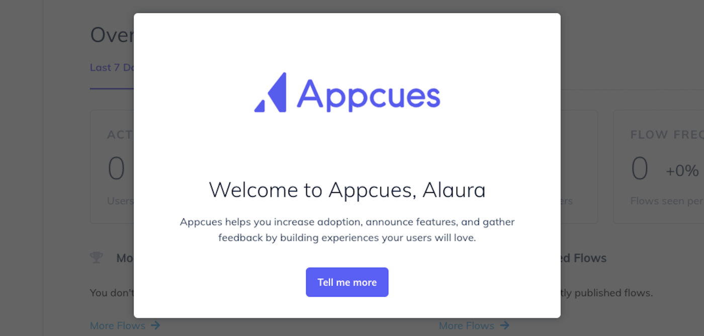 Appcues welcome message