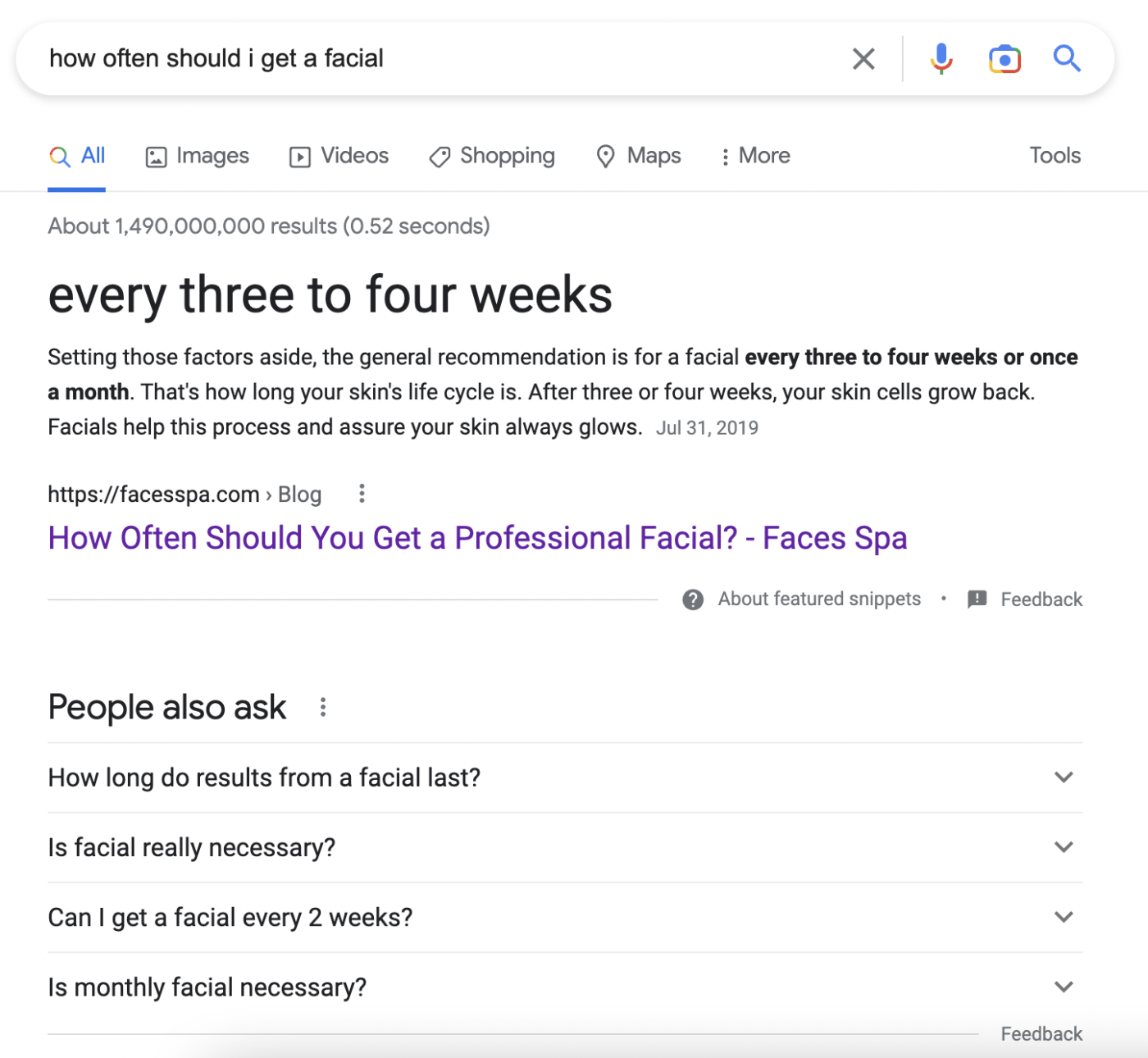 A Google featured snippet
