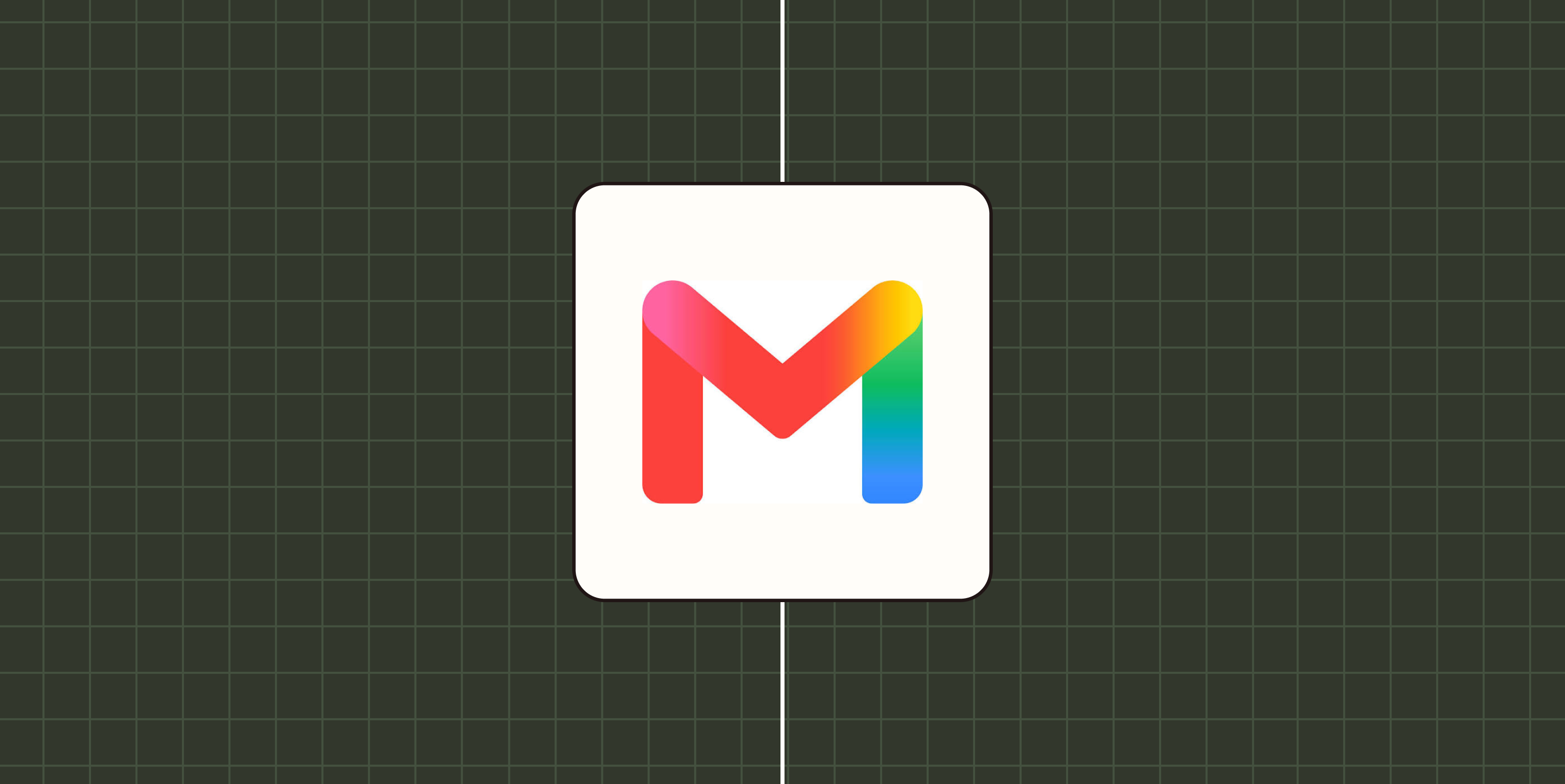 Gmail app logo against a checkered green background. 