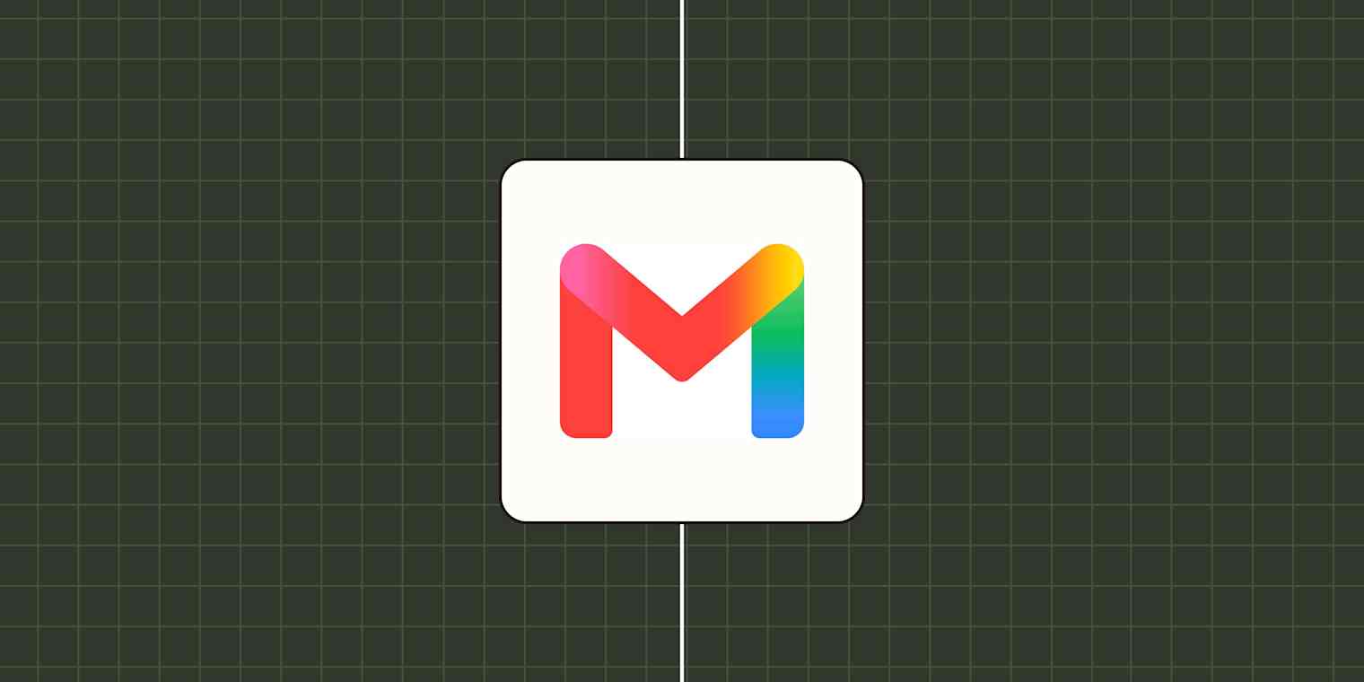 Gmail app logo against a checkered green background.