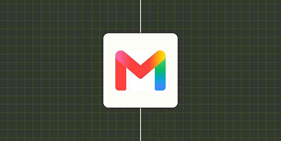 Gmail app logo against a checkered green background.