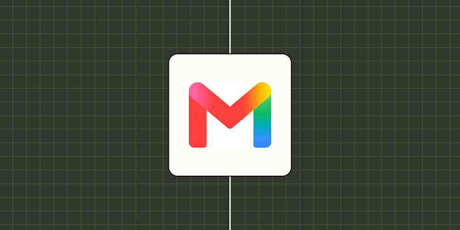 Gmail app logo against a checkered green background. 