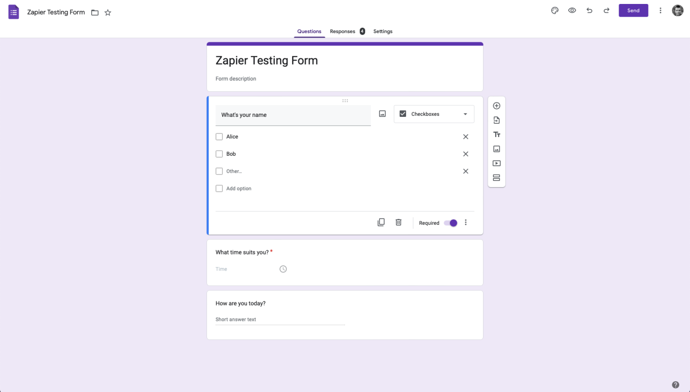 Creating a form in Google Forms