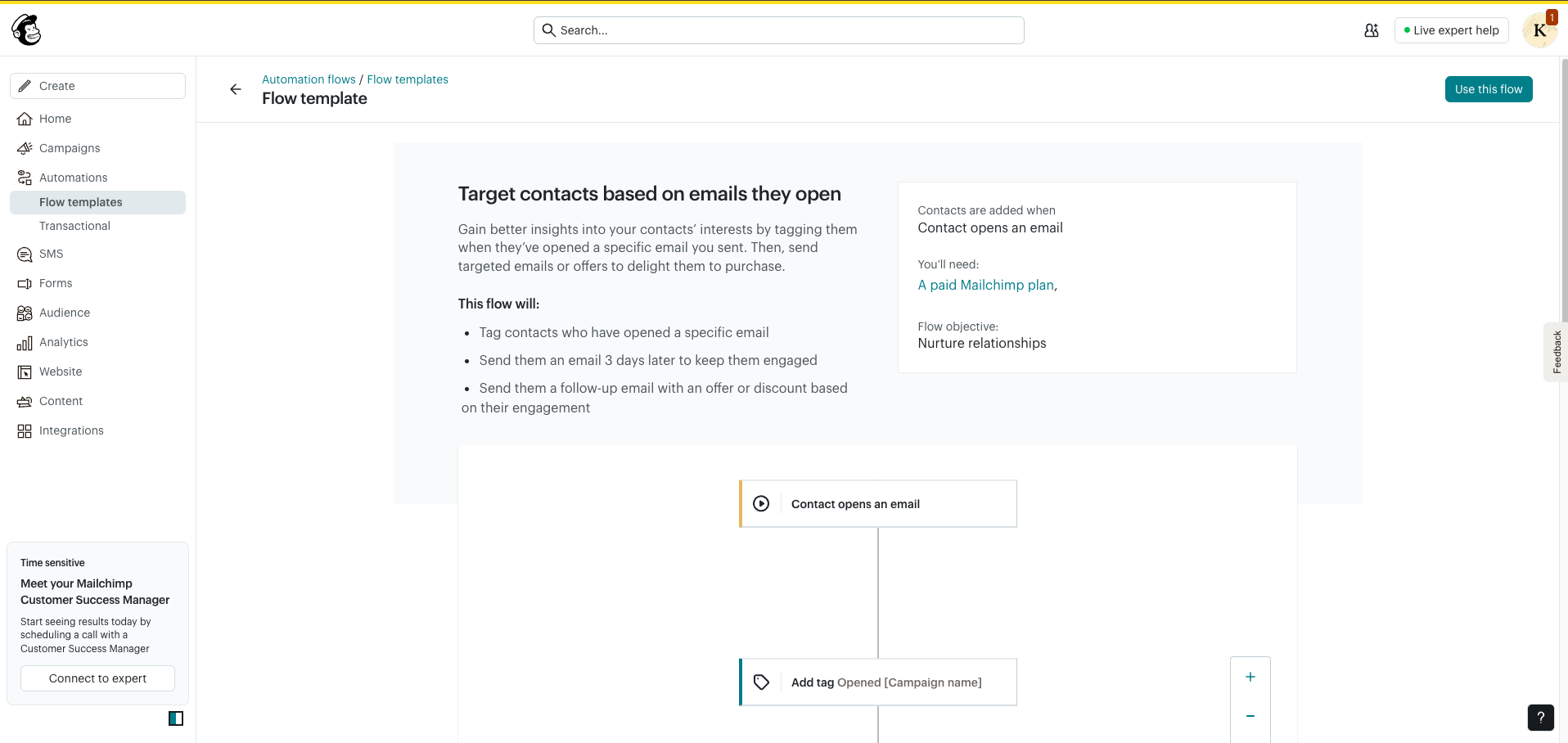 Setting up an automation in Mailchimp