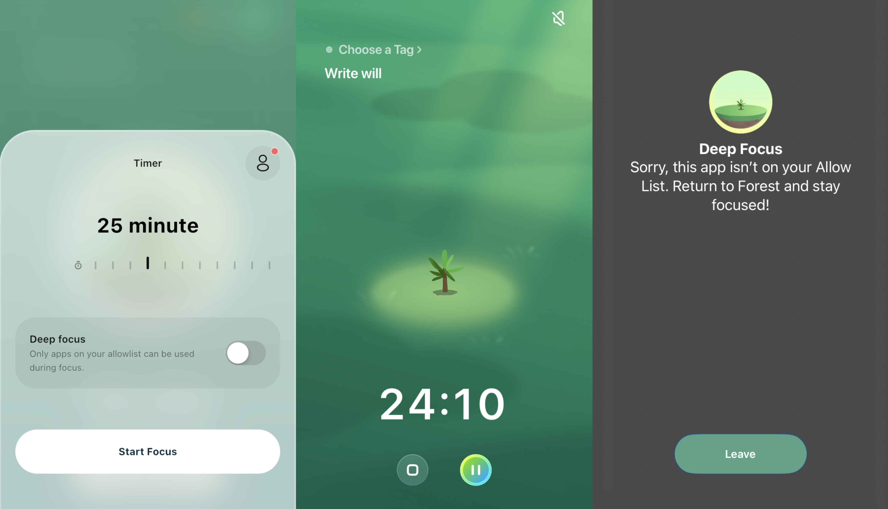 Forest, our pick for the best mobile Pomodoro app