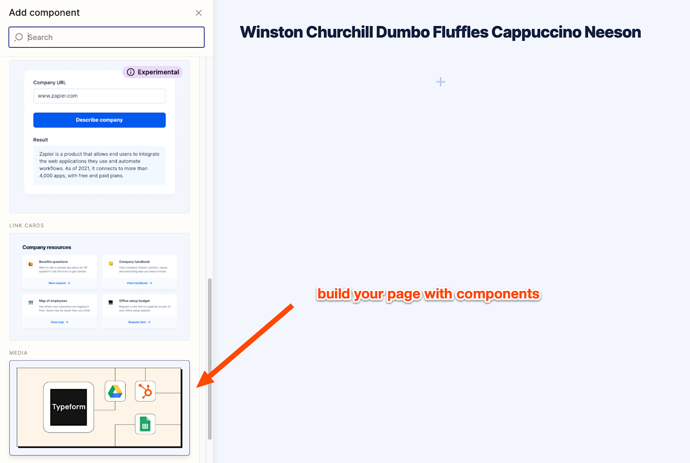 Select a component from the left-hand pane.