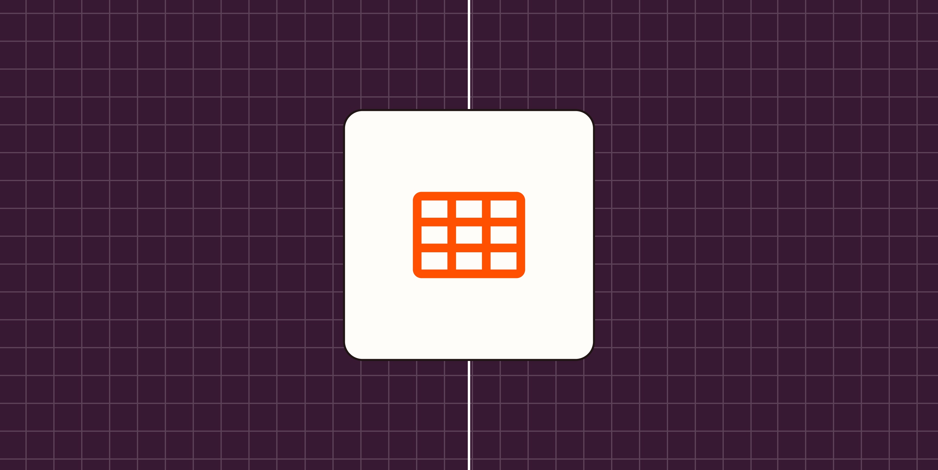 Hero image with an icon representing a spreadsheet or data