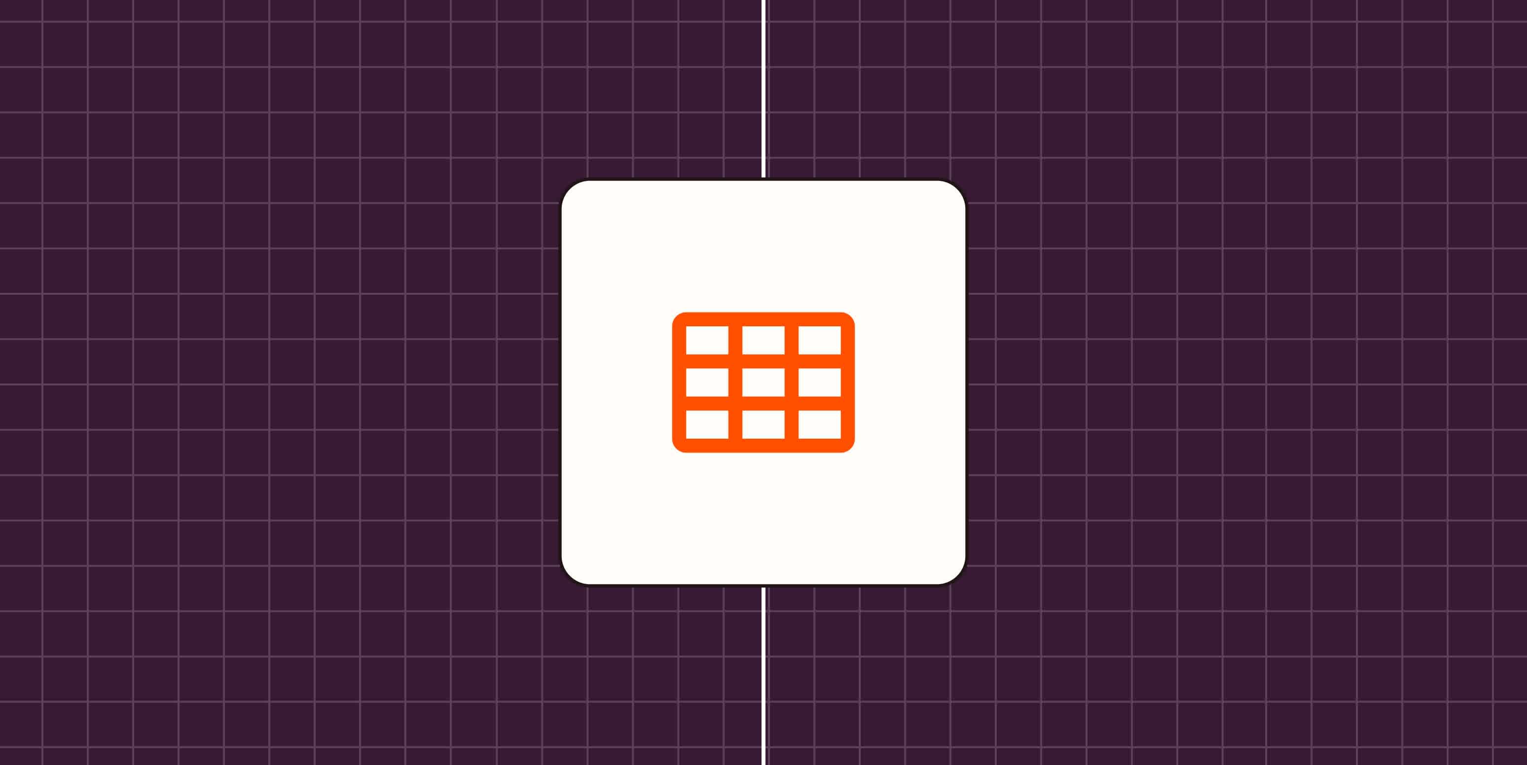 Hero image with an icon representing a spreadsheet or data