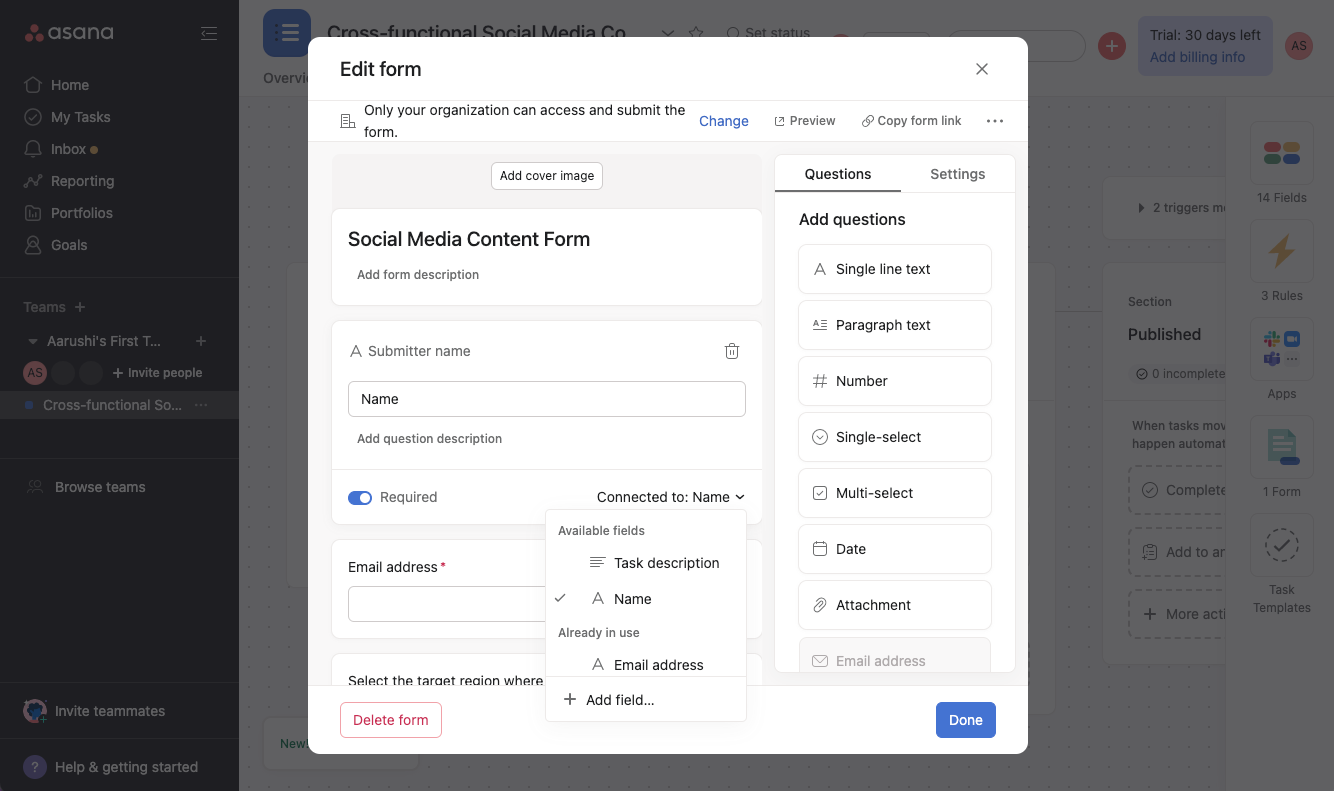 Connecting the form to the database