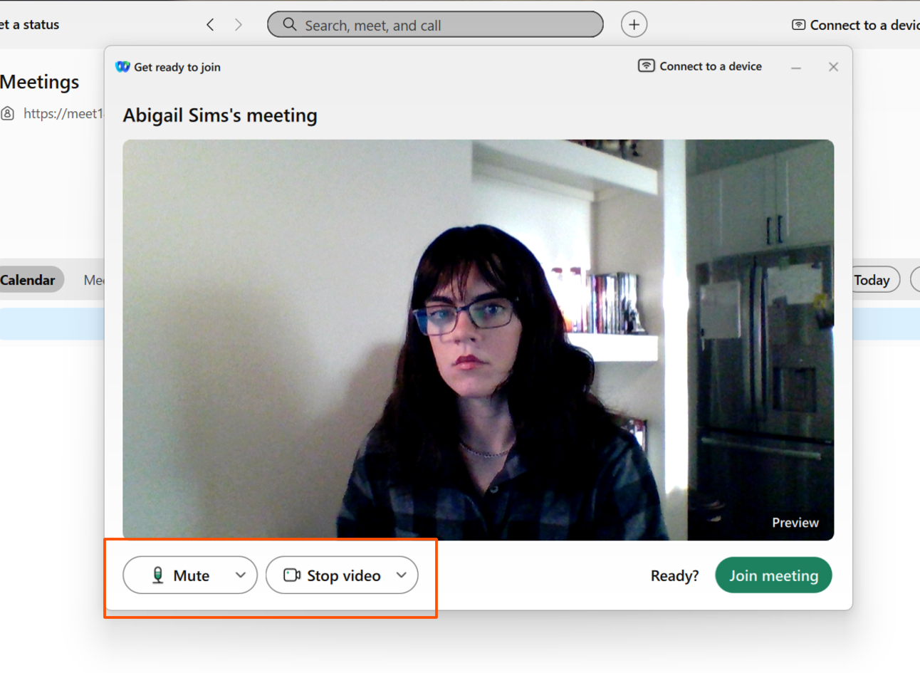 Screenshot of video button in Webex