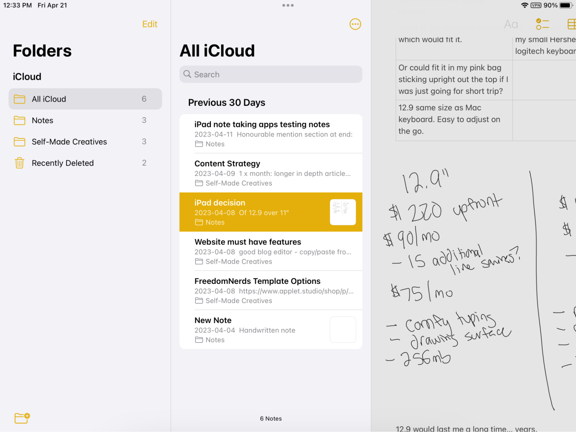 Notes - Apple iCloud