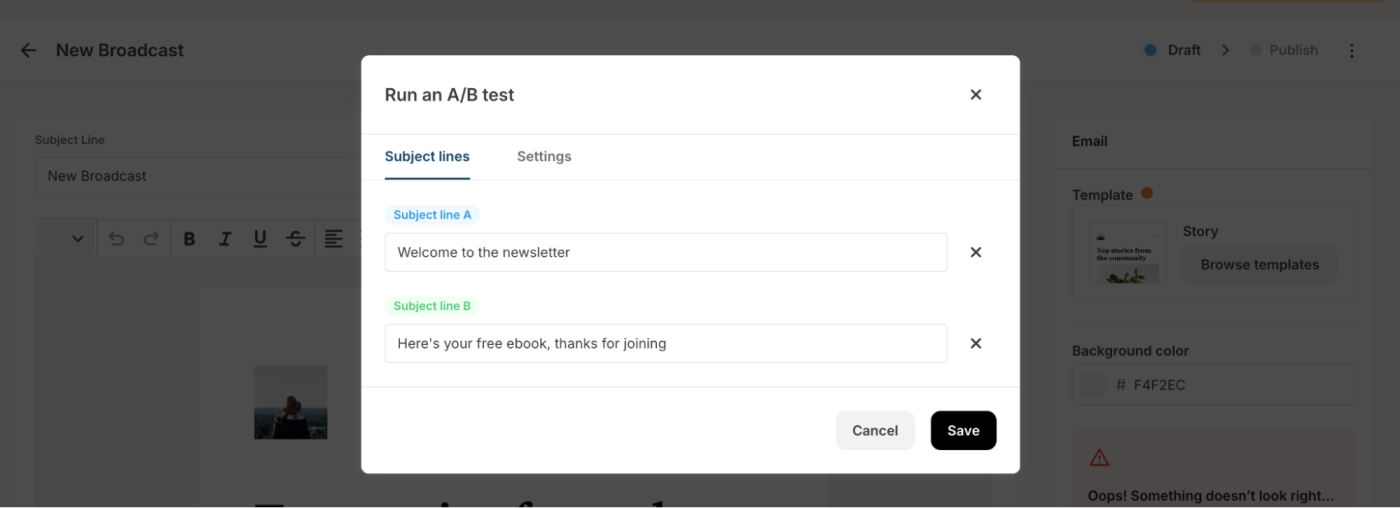 ConverKit A/B testing