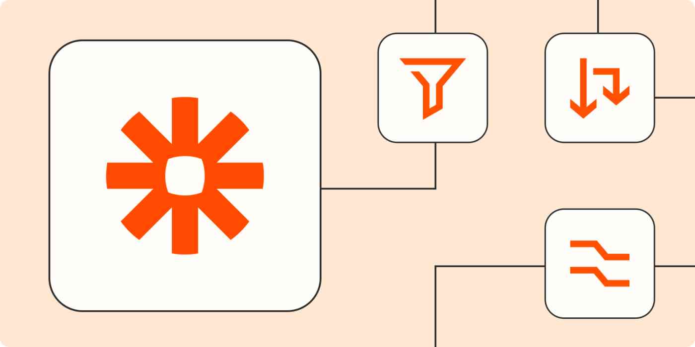 Hero image with the Zapier logo connected by dots to the logos of Filter by Zapier, Paths by Zapier, and Formatter by Zapier