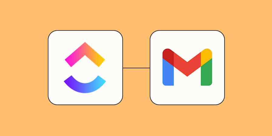 Hero of ClickUp and Gmail app logos.