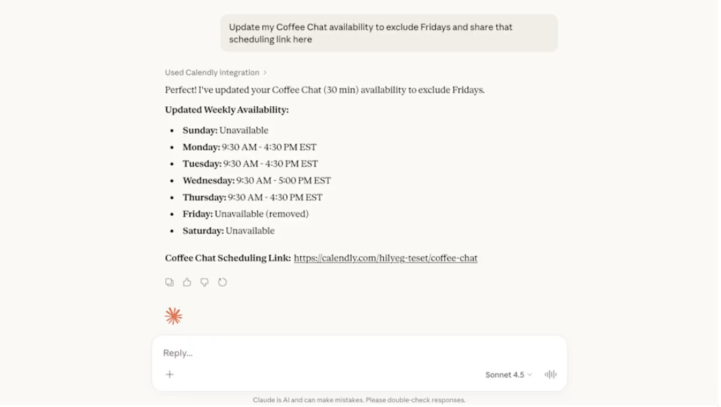 Using Calendly MCP in Claude