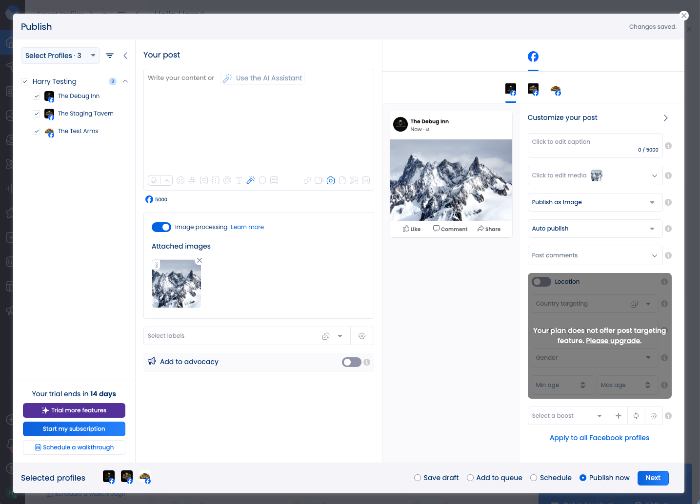 Vista Social, our pick for the best social media management app for small teams