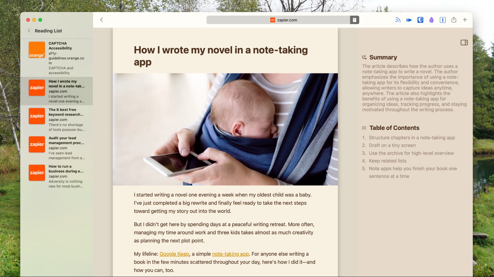 Safari Reading List, our pick for one of the best Pocket alternatives