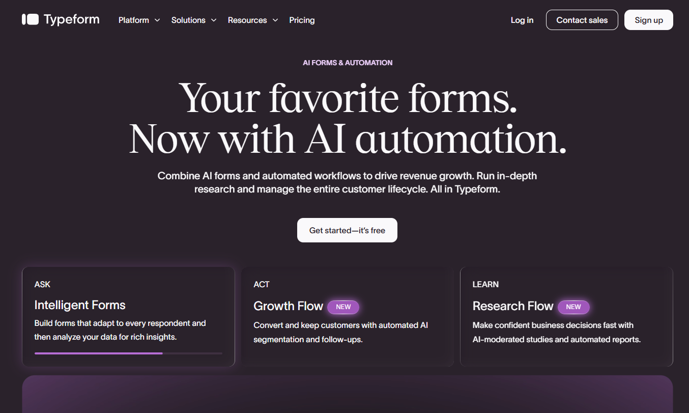 Typeform's home page