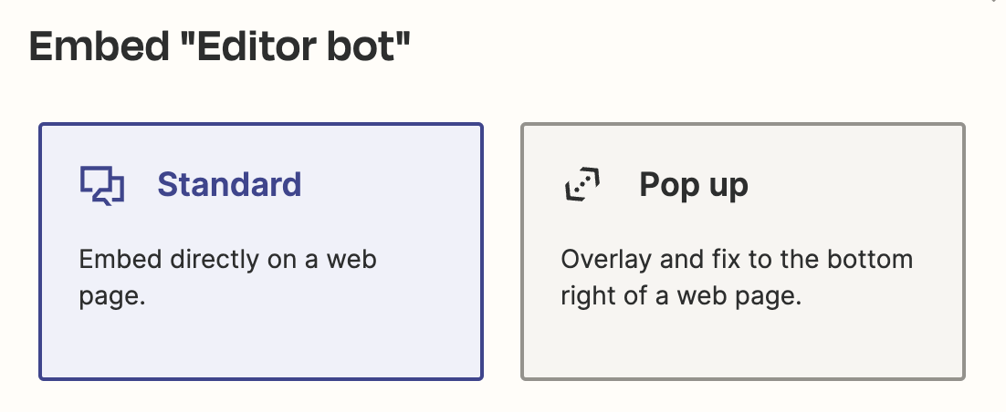 Screenshot of standard bot embed button