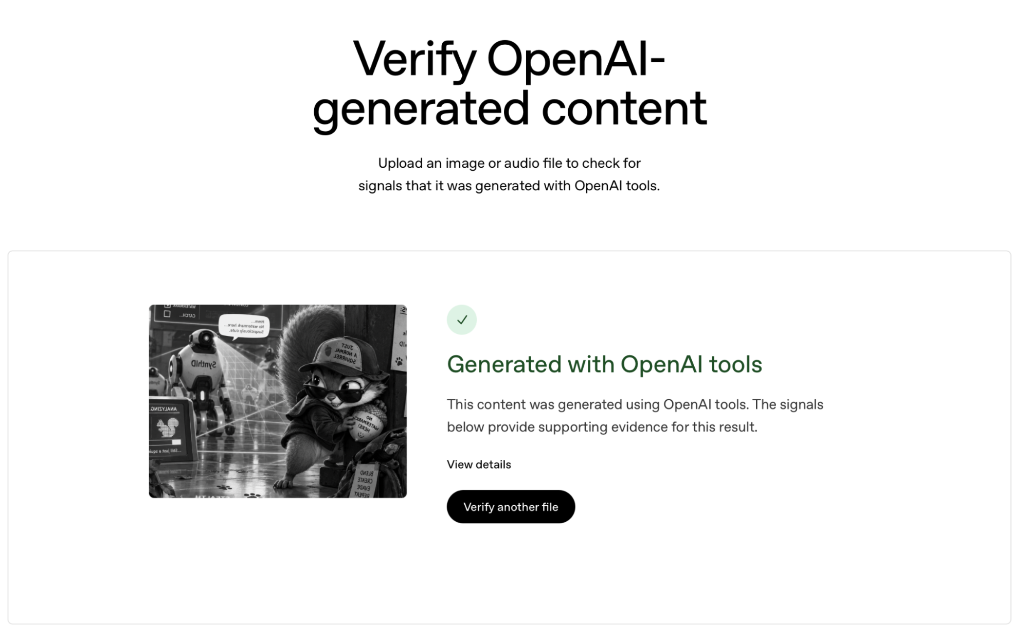 OpenAI correctly identifying AI-generated content