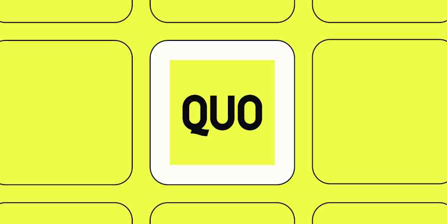 The quo logo against a yellow background
