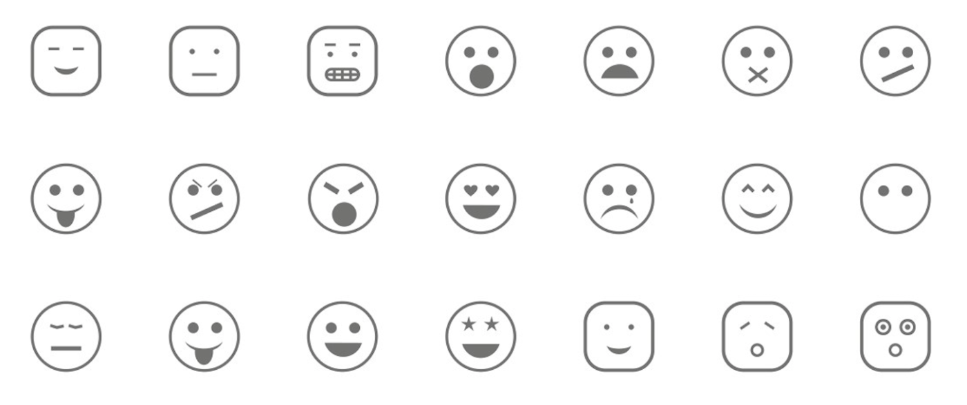 Icons of emoticons with varying emotions