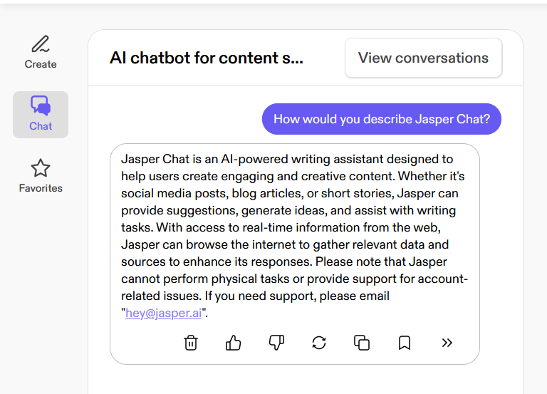Jasper Chat, the best AI chatbot for a content writing powerhouse