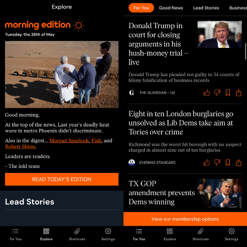 inkl, our pick for the best news app for for focusing on what's newsworthy instead of what's trending