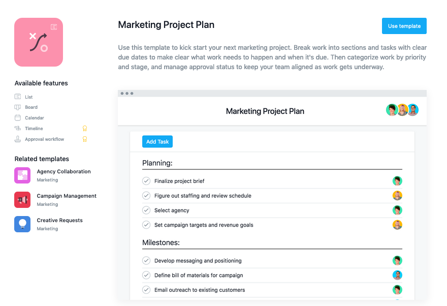 Marketing project template