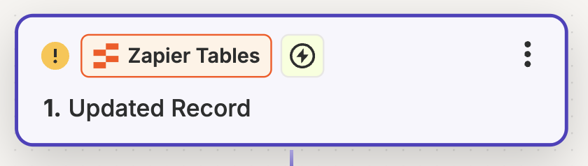 Screenshot of Zapier tables trigger step