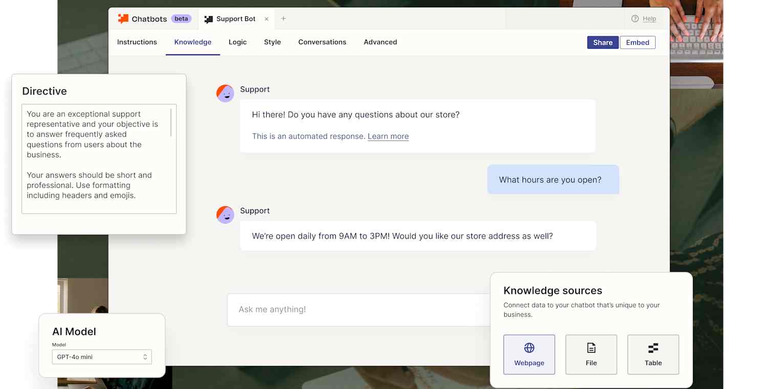 Zapier Chatbots hero.