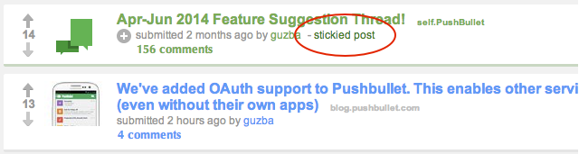 Pushbullet sticky