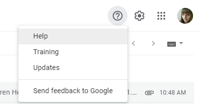 The link to Help from Gmail