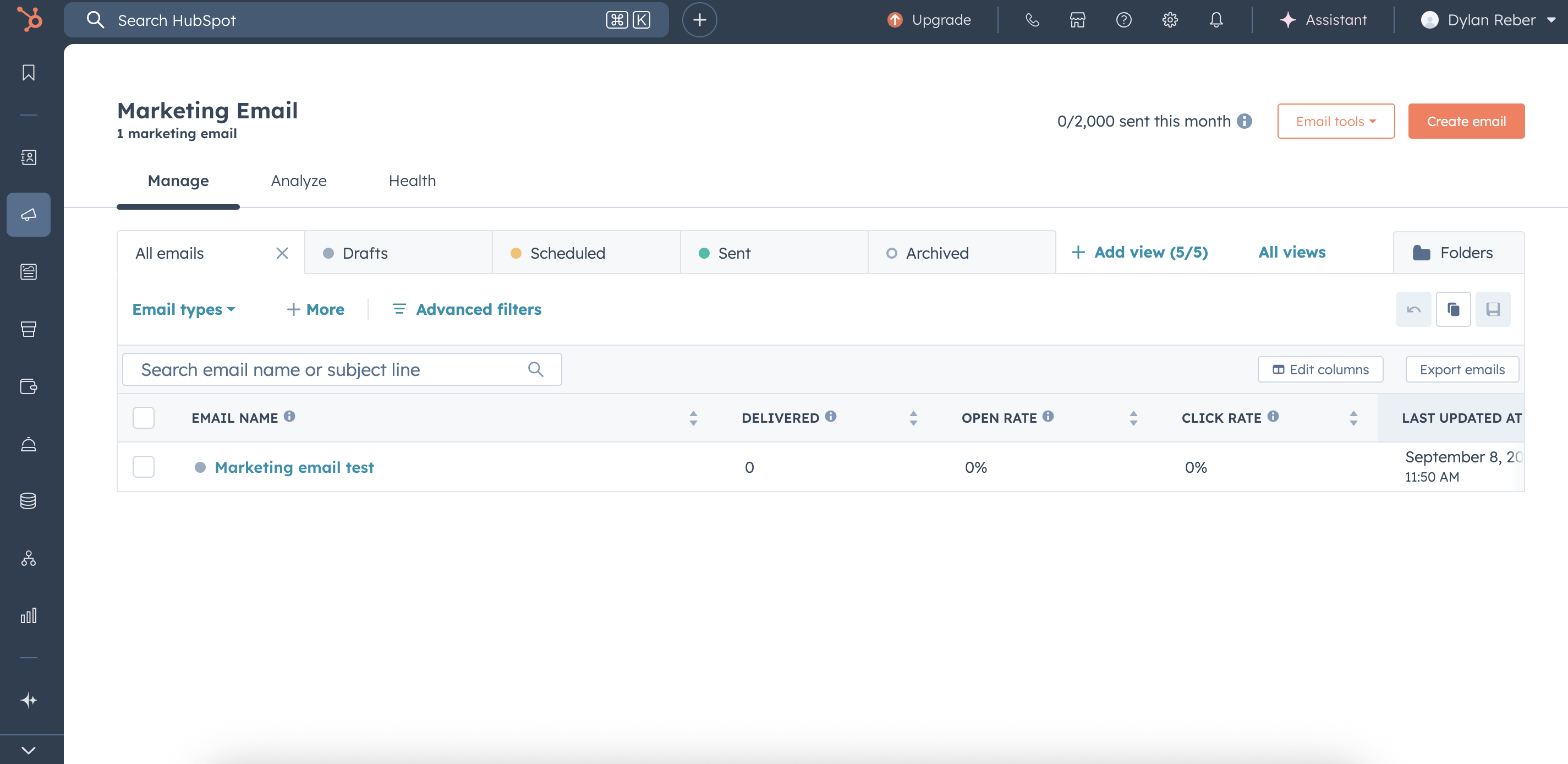 Screenshot of HubSpot's workflow feature.